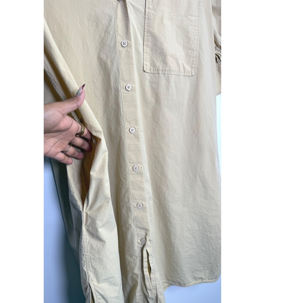 COS Shirt Dress Womens Size 6 Beige Oversized Puff Sleeve Button Front Pocket - Picture 5 of 6